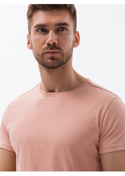 T-shirt męski bawełniany BASIC - różowy V9 S1370 ze sklepu ombre w kategorii T-shirty męskie - zdjęcie 159006614