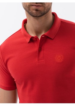 Koszulka męska polo z dzianiny pique - ciemnoczerwony V14 S1374 ze sklepu ombre w kategorii T-shirty męskie - zdjęcie 159007262