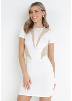 Biała Dopasowana Sukienka Mini z Krótkim Rękawem Davela ze sklepu Born2be Odzież w kategorii Sukienki - zdjęcie 159008224