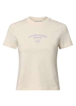 Calvin Klein Jeans T-shirt damski Kobiety Bawełna beżowy nadruk ze sklepu vangraaf w kategorii Bluzki damskie - zdjęcie 159012632