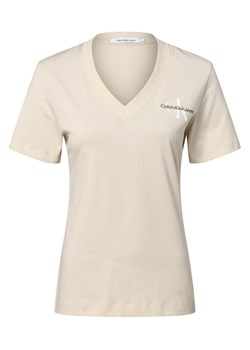 Calvin Klein Jeans T-shirt damski Kobiety Bawełna beżowy nadruk ze sklepu vangraaf w kategorii Bluzki damskie - zdjęcie 159012634
