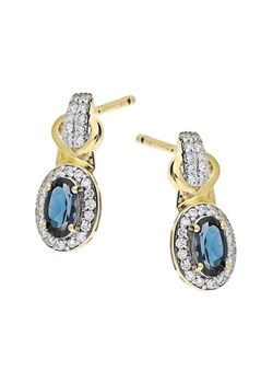 Złote kolczyki wiszące 585 topaz london diamenty ze sklepu LOVRIN w kategorii Kolczyki - zdjęcie 159019764