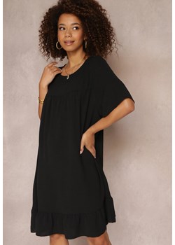 Czarna Rozkloszowana Sukienka z Krótkimi Rękawami i Falbanką na Dole Marilona ze sklepu Renee odzież w kategorii Sukienki - zdjęcie 159068022