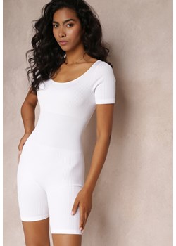 Biały Kombinezon Bodycon z Krótkimi Rękawami i Nogawkami  Tavis ze sklepu Renee odzież w kategorii Kombinezony damskie - zdjęcie 159068200
