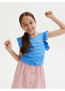 Reserved - Bluzka z marszczeniem - Niebieski ze sklepu Reserved w kategorii Bluzki dziewczęce - zdjęcie 159070620