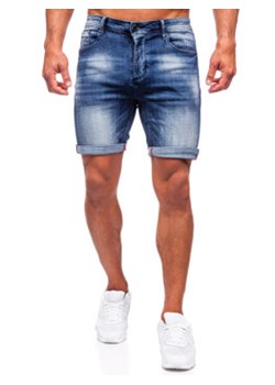 Granatowe krótkie spodenki jeansowe męskie Denley MP0261B ze sklepu Denley w kategorii Spodenki męskie - zdjęcie 159081780