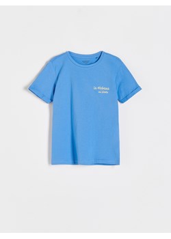 Reserved - Bawełniany t-shirt z nadrukiem - niebieski ze sklepu Reserved w kategorii T-shirty chłopięce - zdjęcie 159090811