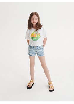 Reserved - T-shirt z aplikacją - Kremowy ze sklepu Reserved w kategorii Bluzki dziewczęce - zdjęcie 159090963