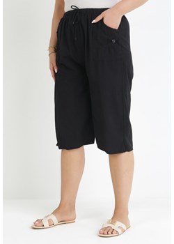 Czarne Bawełniane Spodnie z Gumką i Wysokim Stanem w Talii Molliea ze sklepu Born2be Odzież w kategorii Spodnie damskie - zdjęcie 159097073