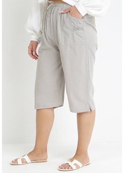 Szare Bawełniane Spodnie z Gumką i Wysokim Stanem w Talii Molliea ze sklepu Born2be Odzież w kategorii Spodnie damskie - zdjęcie 159097083