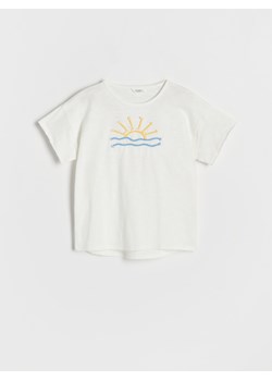 Reserved - T-shirt z aplikacją - Kremowy ze sklepu Reserved w kategorii Bluzki dziewczęce - zdjęcie 159100211