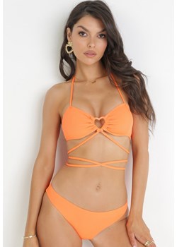 Pomarańczowe Dwuczęściowe Bikini z Wiązaniem na Szyi Eusta ze sklepu Born2be Odzież w kategorii Stroje kąpielowe - zdjęcie 159100642