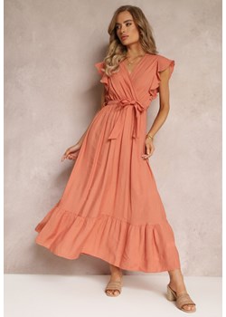 Pomarańczowa Rozkloszowana Sukienka Maxi z Gumką w Talii Lavla ze sklepu Renee odzież w kategorii Sukienki - zdjęcie 159101113