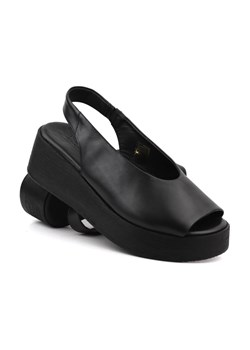 Sandały damskie na platformie i koturnie - VENEZIA 9116-3 929, czarne ze sklepu ulubioneobuwie w kategorii Sandały damskie - zdjęcie 159105644
