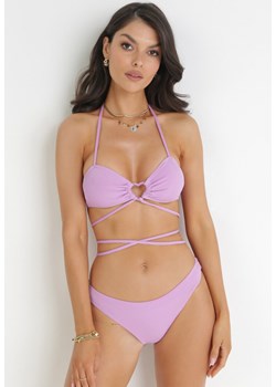 Fioletowe Dwuczęściowe Bikini z Wiązaniem na Szyi Eusta ze sklepu Born2be Odzież w kategorii Stroje kąpielowe - zdjęcie 159124774
