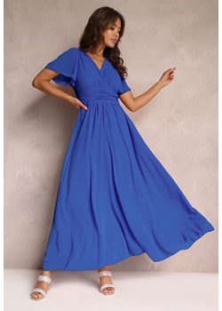 Granatowa Rozkloszowana Sukienka z Kopertowym Dekoltem Obillis ze sklepu Renee odzież w kategorii Sukienki - zdjęcie 159124921
