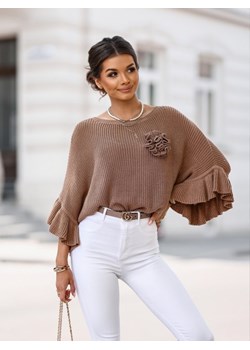 Sweter Lija Brązowy ze sklepu Lisa Mayo w kategorii Swetry damskie - zdjęcie 159129840
