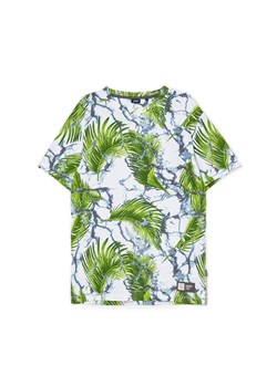 Cropp - Koszulka z roślinnym printem - Biały ze sklepu Cropp w kategorii T-shirty męskie - zdjęcie 159143823