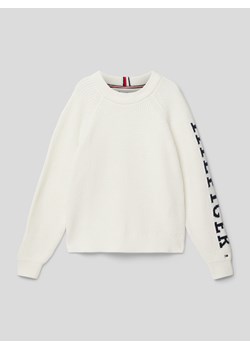 Sweter z dzianiny z bawełny z detalem z logo ze sklepu Peek&Cloppenburg  w kategorii Swetry dziewczęce - zdjęcie 159154503