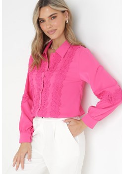 Różowa Koszula z Koronkowymi Wstawkami Eleagnett ze sklepu Born2be Odzież w kategorii Koszule damskie - zdjęcie 159164971