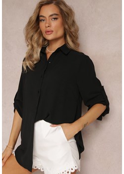 Czarna Koszula z Kołnierzem i Długimi Rękawami na Guzik Henvia ze sklepu Renee odzież w kategorii Koszule damskie - zdjęcie 159165301