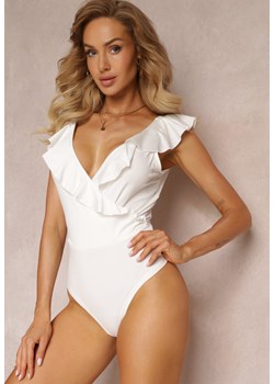 Białe Body z Falbanką i Kopertowym Dekoltem Zarai ze sklepu Renee odzież w kategorii Bluzki damskie - zdjęcie 159165364