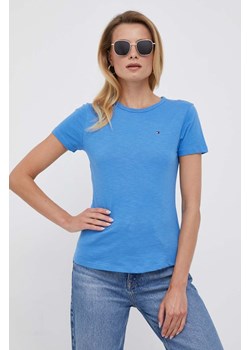 Tommy Hilfiger t-shirt bawełniany kolor niebieski ze sklepu ANSWEAR.com w kategorii Bluzki damskie - zdjęcie 159168962