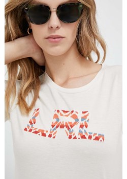 Lauren Ralph Lauren t-shirt damski kolor beżowy ze sklepu ANSWEAR.com w kategorii Bluzki damskie - zdjęcie 159168980