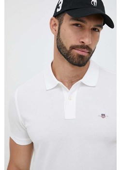 Gant polo bawełniane kolor biały gładki ze sklepu ANSWEAR.com w kategorii T-shirty męskie - zdjęcie 159169082