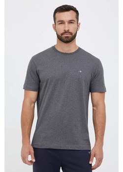 Gant t-shirt bawełniany kolor szary gładki ze sklepu ANSWEAR.com w kategorii T-shirty męskie - zdjęcie 159169102