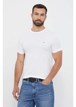 Gant t-shirt bawełniany kolor biały gładki ze sklepu ANSWEAR.com w kategorii T-shirty męskie - zdjęcie 159169112