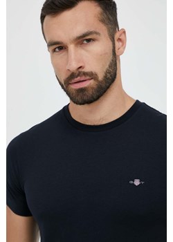 Gant t-shirt bawełniany kolor czarny gładki ze sklepu ANSWEAR.com w kategorii T-shirty męskie - zdjęcie 159169121