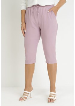 Fioletowe Luźne Spodnie o Długości 3/4 z Gumką w Pasie Takita ze sklepu Born2be Odzież w kategorii Spodnie damskie - zdjęcie 159171863