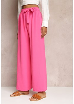 Fuksjowe Spodnie z Szerokimi Nogawkami i Doszytym Paskiem w Talii Atita ze sklepu Renee odzież w kategorii Spodnie damskie - zdjęcie 159178151