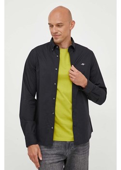 Gant koszula bawełniana męska kolor czarny slim z kołnierzykiem button-down ze sklepu ANSWEAR.com w kategorii Koszule męskie - zdjęcie 159190822