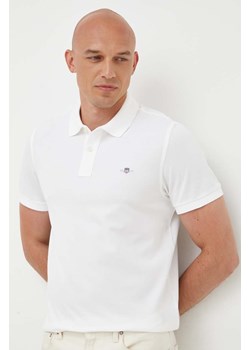 Gant polo bawełniane kolor biały gładki ze sklepu ANSWEAR.com w kategorii T-shirty męskie - zdjęcie 159190954