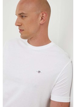 Gant t-shirt bawełniany kolor biały gładki ze sklepu ANSWEAR.com w kategorii T-shirty męskie - zdjęcie 159191112