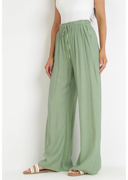 Zielone Szerokie Spodnie z Wiskozy Zyona ze sklepu Born2be Odzież w kategorii Spodnie damskie - zdjęcie 159191712