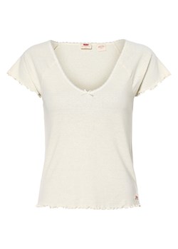 Levi's T-shirt damski z dodatkiem lnu Kobiety Bawełna waniliowy jednolity ze sklepu vangraaf w kategorii Bluzki damskie - zdjęcie 159198590