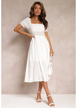 Biała Bawełniana Sukienka Ozdobiona Haftem z Bufiastymi Rękawami Deynia ze sklepu Renee odzież w kategorii Sukienki - zdjęcie 159227771