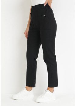 Czarne Materiałowe Spodnie z Szeroką Gumką i Wysokim Stanem Ossosa ze sklepu Born2be Odzież w kategorii Spodnie damskie - zdjęcie 159227982