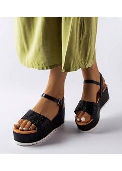 Czarne ażurowe sandały na platformie Stockton ze sklepu gemre w kategorii Sandały damskie - zdjęcie 159241190