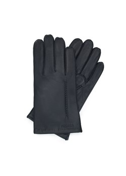 Męskie rękawiczki skórzane z ozdobnym przeszyciem czarny ze sklepu WITTCHEN w kategorii Rękawiczki męskie - zdjęcie 159242084