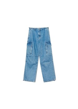 Cropp - Niebieskie jeansy cargo - niebieski ze sklepu Cropp w kategorii Jeansy damskie - zdjęcie 159244131