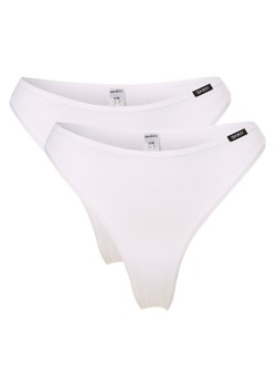 SKINY Stringi w dwupaku Kobiety Bawełna biały jednolity ze sklepu vangraaf w kategorii Majtki damskie - zdjęcie 159244392