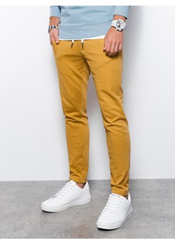 Spodnie męskie dresowe bez ściągacza na nogawce -  musztardowe V3 P946 ze sklepu ombre w kategorii Spodnie męskie - zdjęcie 159245963
