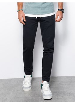 Spodnie męskie dresowe bez ściągacza na nogawce - czarne V5 P946 ze sklepu ombre w kategorii Spodnie męskie - zdjęcie 159245980