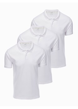 Zestaw koszulek męskich polo z dzianiny pique 3-pak - biały V9 Z28 ze sklepu ombre w kategorii T-shirty męskie - zdjęcie 159246012