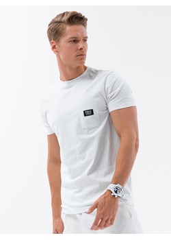 T-shirt męski bawełniany z kieszonką - biały V8 S1743 ze sklepu ombre w kategorii T-shirty męskie - zdjęcie 159246044