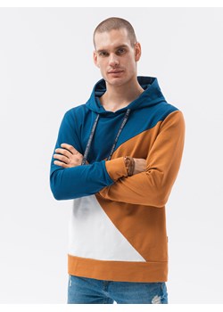 Bluza męska z kapturem - ruda/niebieska B1050 ze sklepu ombre w kategorii Bluzy męskie - zdjęcie 159246302